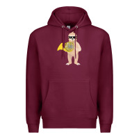 Burgundy funny sloth wearing sunglasses playing french horn Premium Hoodie - linhVisuals