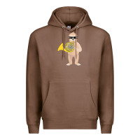 Chestnut funny sloth wearing sunglasses playing french horn Premium Hoodie - linhVisuals