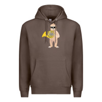 Coffee funny sloth wearing sunglasses playing french horn Premium Hoodie - linhVisuals