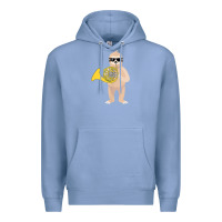 Colony Blue funny sloth wearing sunglasses playing french horn Premium Hoodie - linhVisuals