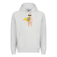 Dove Grey funny sloth wearing sunglasses playing french horn Premium Hoodie - linhVisuals