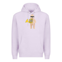 Lilac funny sloth wearing sunglasses playing french horn Premium Hoodie - linhVisuals