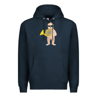 Navy funny sloth wearing sunglasses playing french horn Premium Hoodie - linhVisuals
