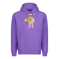 Purple funny sloth wearing sunglasses playing french horn Premium Hoodie - linhVisuals