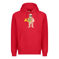 Red funny sloth wearing sunglasses playing french horn Premium Hoodie - linhVisuals