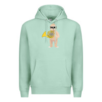 Seafoam funny sloth wearing sunglasses playing french horn Premium Hoodie - linhVisuals