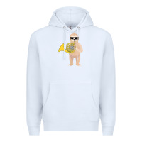 White funny sloth wearing sunglasses playing french horn Premium Hoodie - linhVisuals