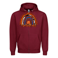 Burgundy Basketball Rainbow Zipper Hoodie - RanaPortraitStore