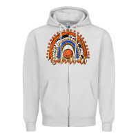 Dove Grey Basketball Rainbow Zipper Hoodie - RanaPortraitStore