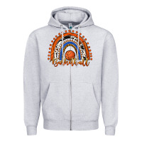 Heather Grey Basketball Rainbow Zipper Hoodie - RanaPortraitStore