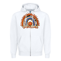 White Basketball Rainbow Zipper Hoodie - RanaPortraitStore