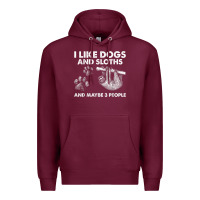 Burgundy i like dogs and sloths and maybe 3 people funny animals Premium Hoodie - linhVisuals