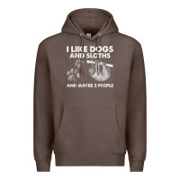 Coffee i like dogs and sloths and maybe 3 people funny animals Premium Hoodie - linhVisuals