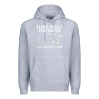 Heather Grey i like dogs and sloths and maybe 3 people funny animals Premium Hoodie - linhVisuals