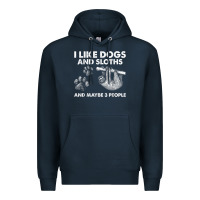 Navy i like dogs and sloths and maybe 3 people funny animals Premium Hoodie - linhVisuals