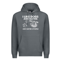 Rock i like dogs and sloths and maybe 3 people funny animals Premium Hoodie - linhVisuals