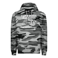 Slate Camo i like dogs and sloths and maybe 3 people funny animals Premium Hoodie - linhVisuals