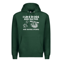 Sports Green i like dogs and sloths and maybe 3 people funny animals Premium Hoodie - linhVisuals