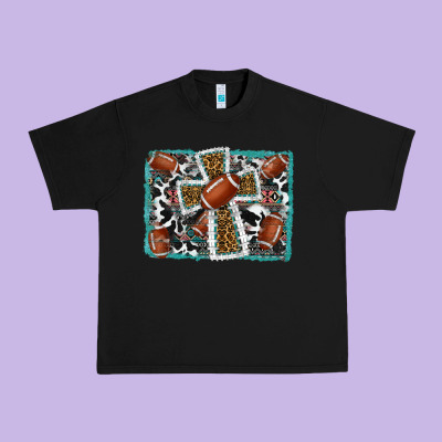 Football Cross Aztec Leopard Background Urban Heavy Tee Designed By Ranaportraitstore