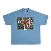 Pebble Blue football cross aztec leopard background Urban Heavy Tee - RanaPortraitStore