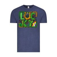 Vintage Denim lucky horseshoe st patricks day leopard frame Vintage Tee - LillyAllenDesigns