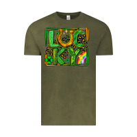 Vintage Olive lucky horseshoe st patricks day leopard frame Vintage Tee - LillyAllenDesigns