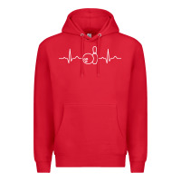 Red bowling heartbeat bowler ecg bowling ball tournament gift sweatshirt Premium Hoodie - linhVisuals