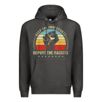 Charcoal Heather keep the immigrants deport the racists Premium Hoodie - linhVisuals