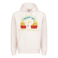 Pale Pink keep the immigrants deport the racists Premium Hoodie - linhVisuals