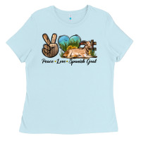 Baby Blue Peace Love Spanish Goat Ladies Tee - LillyAllenDesigns