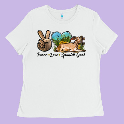 Peace Love Spanish Goat Ladies Tee Designed By Lillyallendesigns