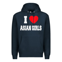 Navy i love asian girls t shirt Premium Hoodie - linhVisuals