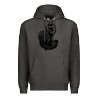 Charcoal Heather black cat Premium Hoodie - linhVisuals