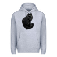 Heather Grey black cat Premium Hoodie - linhVisuals