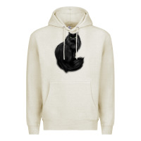 Oatmeal Heather black cat Premium Hoodie - linhVisuals