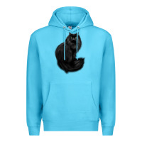 Ocean Blue black cat Premium Hoodie - linhVisuals