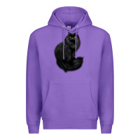 Purple black cat Premium Hoodie - linhVisuals