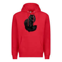 Red black cat Premium Hoodie - linhVisuals