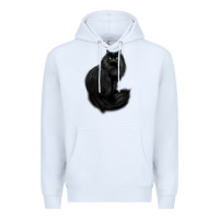 White black cat Premium Hoodie - linhVisuals