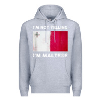 Heather Grey i'm not yelling i'm maltese shirt  malta flag t shirt Premium Hoodie - linhVisuals
