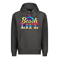 Charcoal Heather beach life Premium Hoodie - BarkalooDesign