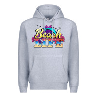 Heather Grey beach life Premium Hoodie - BarkalooDesign