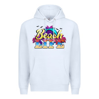 White beach life Premium Hoodie - BarkalooDesign