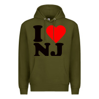 Army Green i love nj Premium Hoodie - linhVisuals