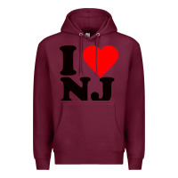 Burgundy i love nj Premium Hoodie - linhVisuals