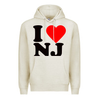Oatmeal Heather i love nj Premium Hoodie - linhVisuals