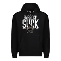 Black EMBRACE THE SUCK VINTAGE Premium Hoodie - linhVisuals