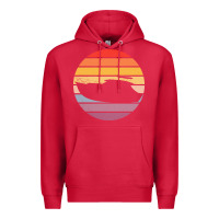 Cardinal boat t  shirt boat trip silhouette on a distressed retro sunset produc Premium Hoodie - linhVisuals