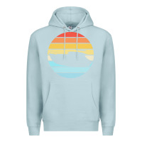 Blue Mist boat t  shirt boat trip silhouette on a distressed retro sunset produc Premium Hoodie - linhVisuals