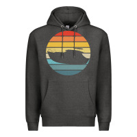 Charcoal Heather boat t  shirt boat trip silhouette on a distressed retro sunset produc Premium Hoodie - linhVisuals